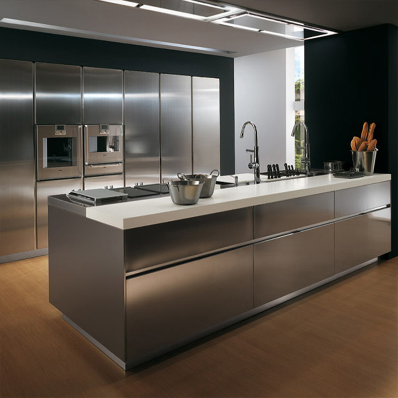 Mobili da cucina in acciaio inossidabile personalizzato con cassetti con porte per lo stoccaggio