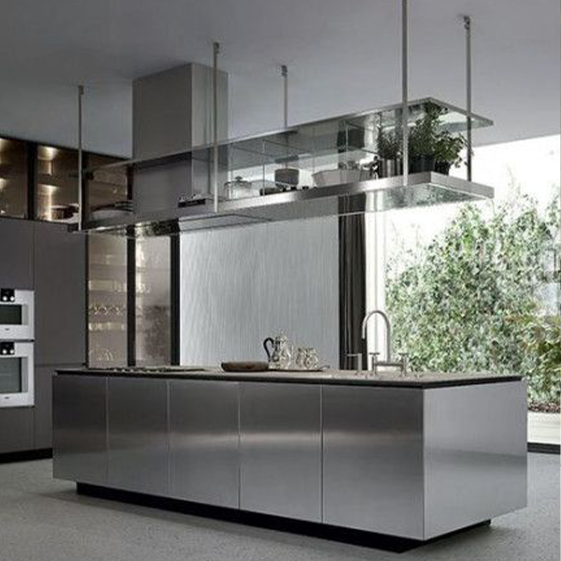 Mobili da cucina in acciaio inossidabile personalizzato con cassetti con porte per lo stoccaggio