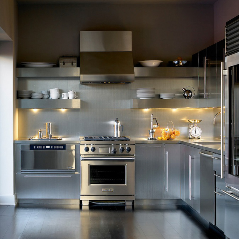 Mobili da cucina in acciaio inossidabile personalizzato con cassetti con porte per lo stoccaggio