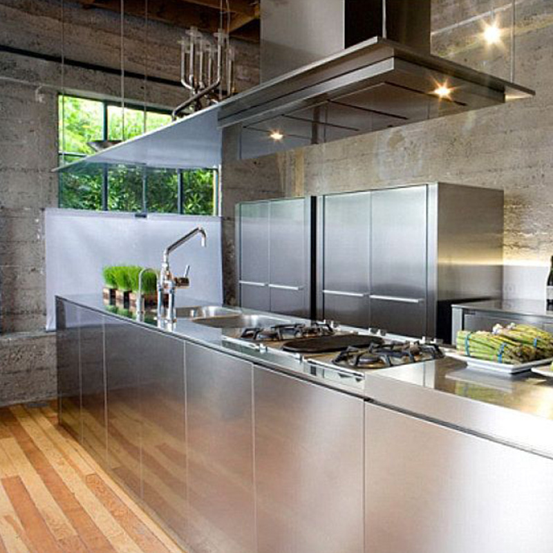Mobili da cucina in acciaio inossidabile personalizzato con cassetti con porte per lo stoccaggio